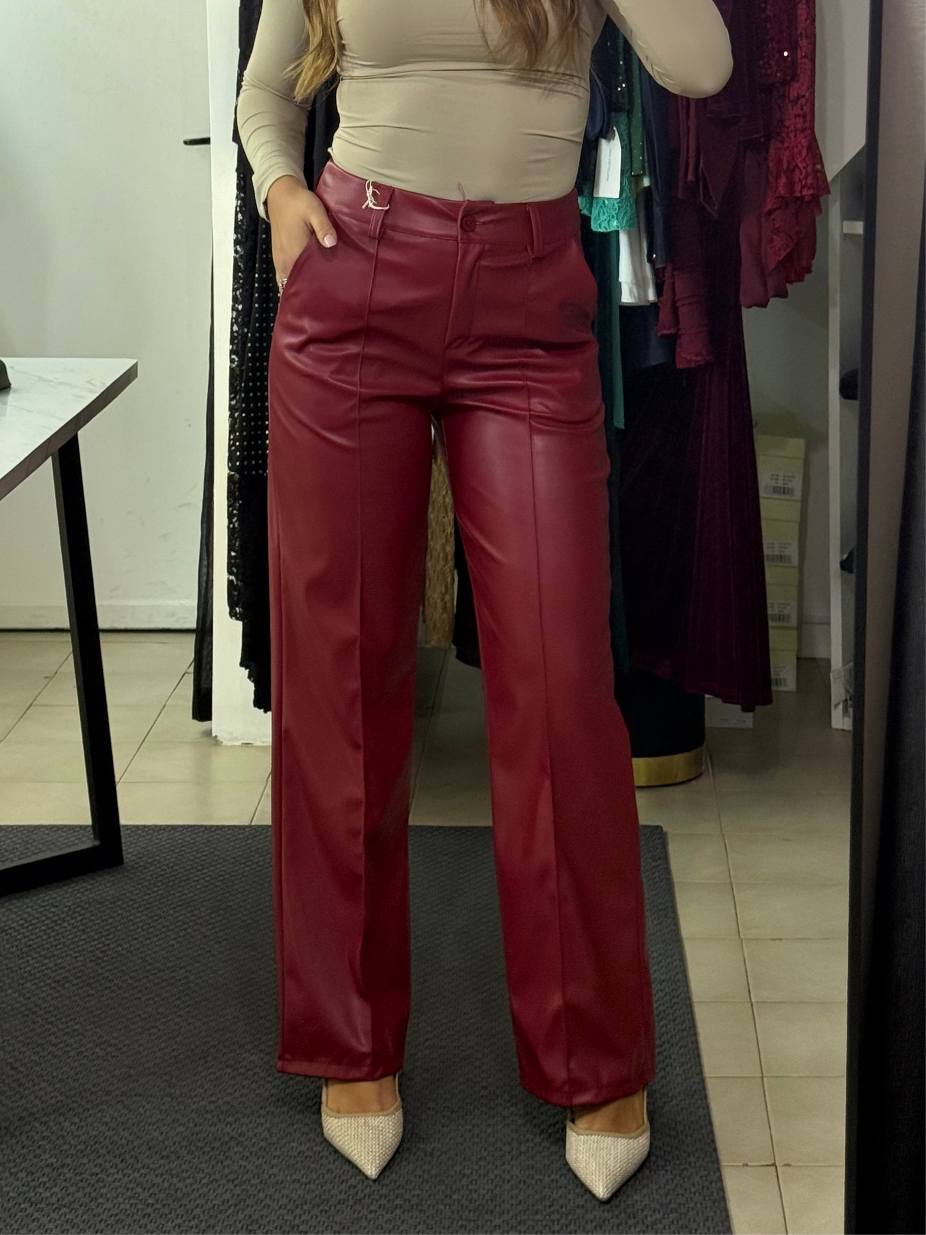 17266 pantalone ecopelle classico
