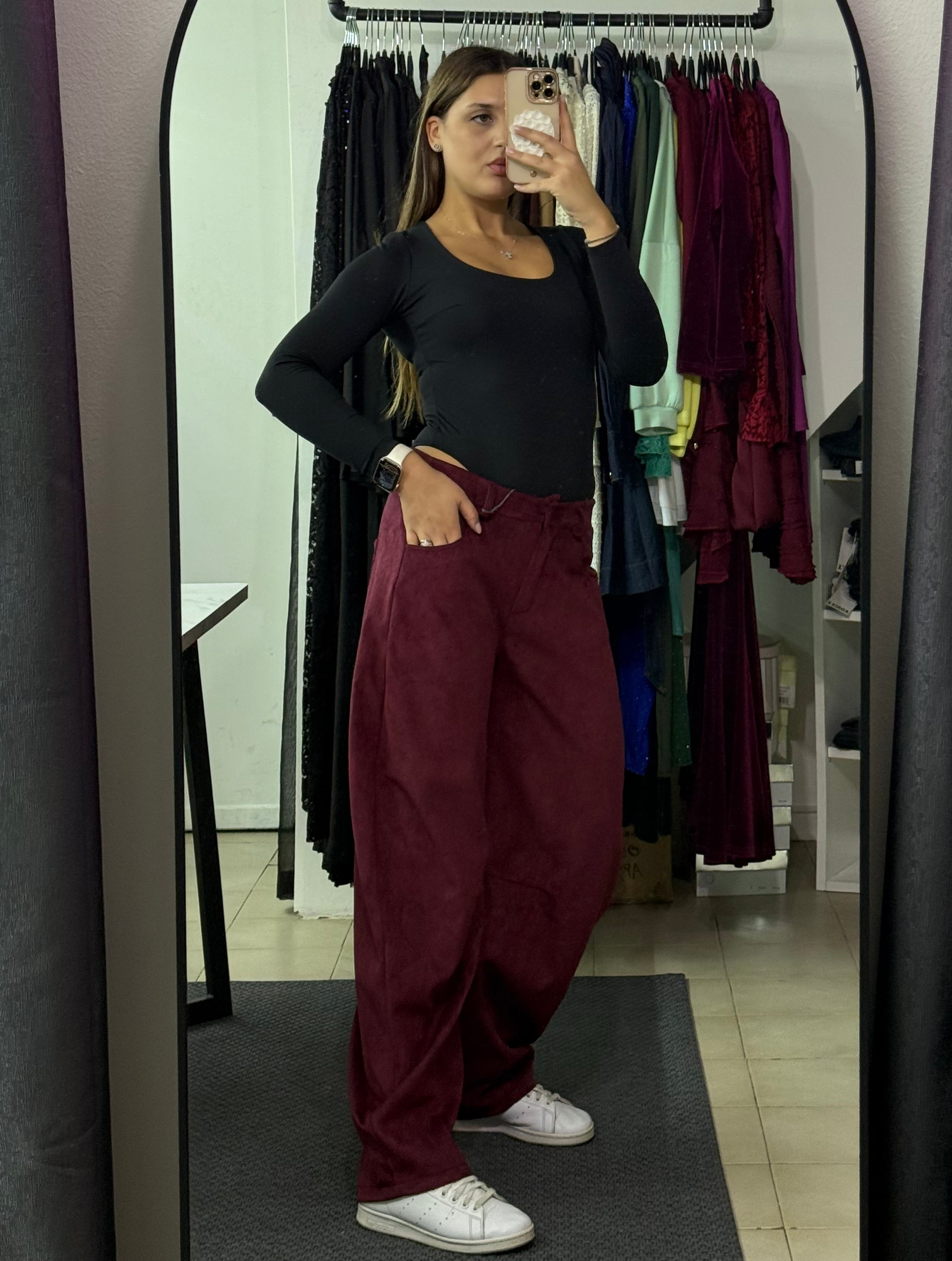 MY19521 Pantalone Baggy scamosciato