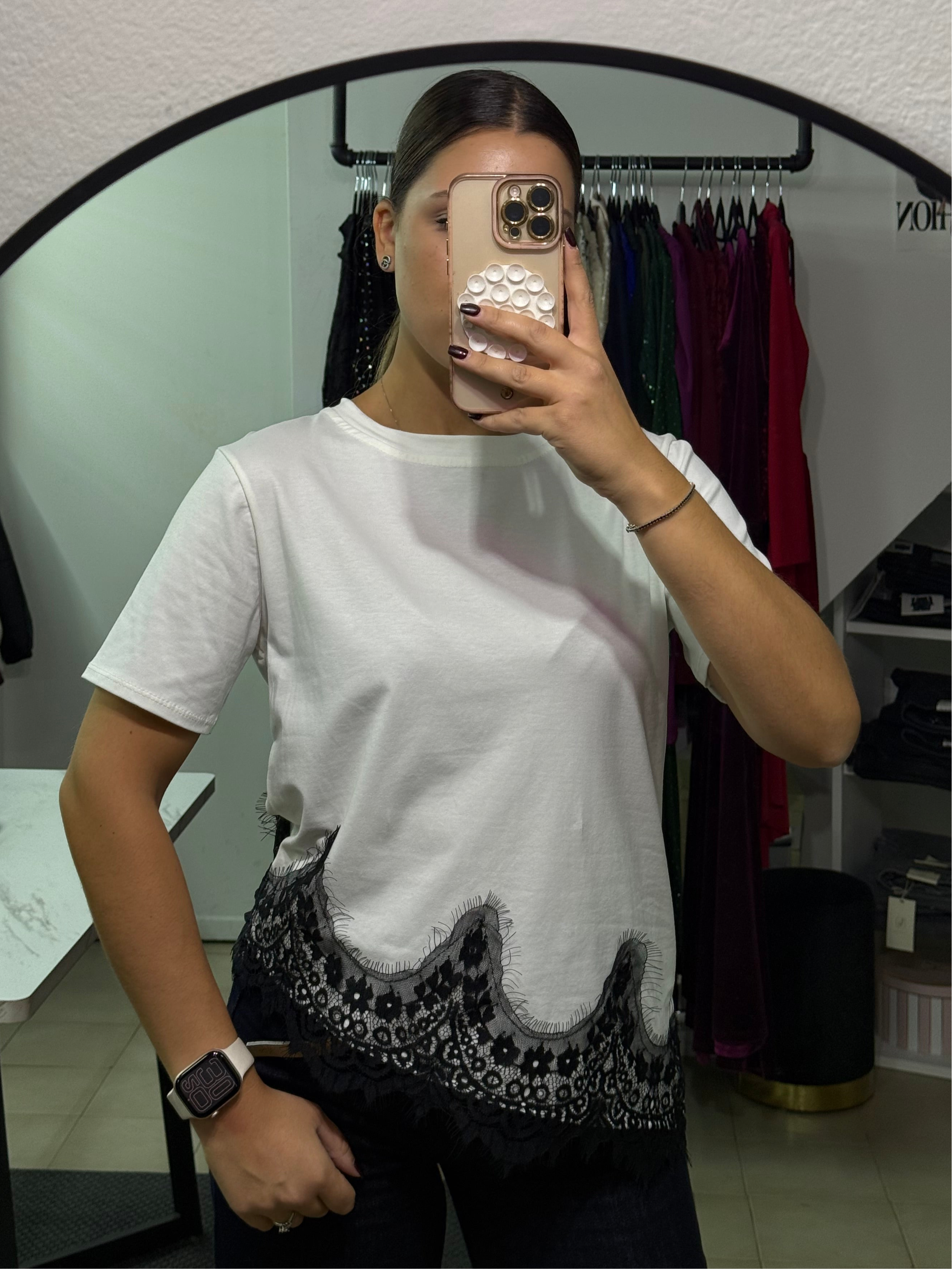 80222 T-shirt Pizzo asimmetrico