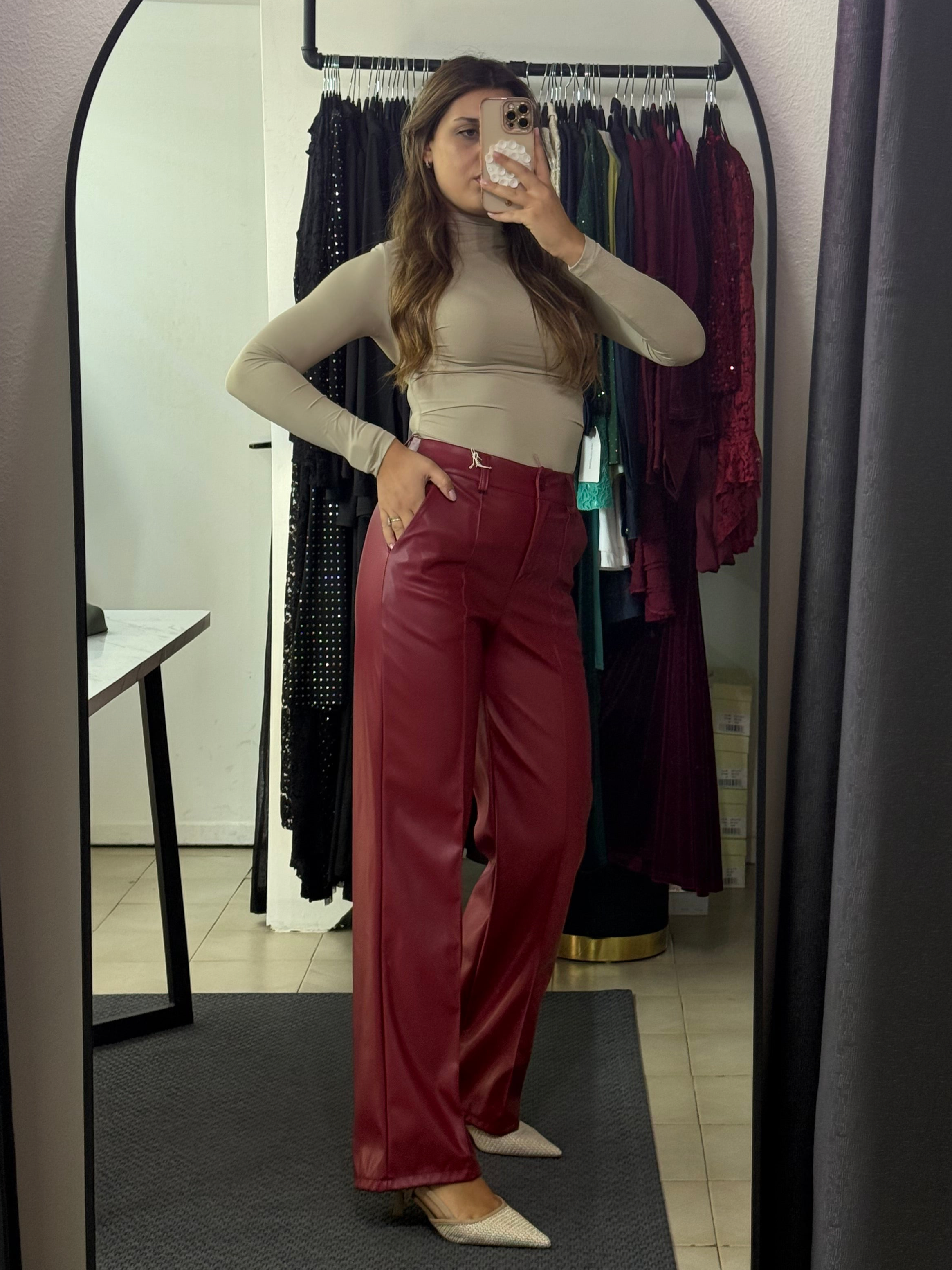 17266 pantalone ecopelle classico