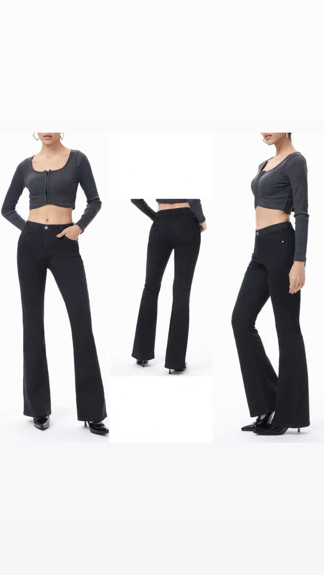 JS1068 Jeans zampa Black