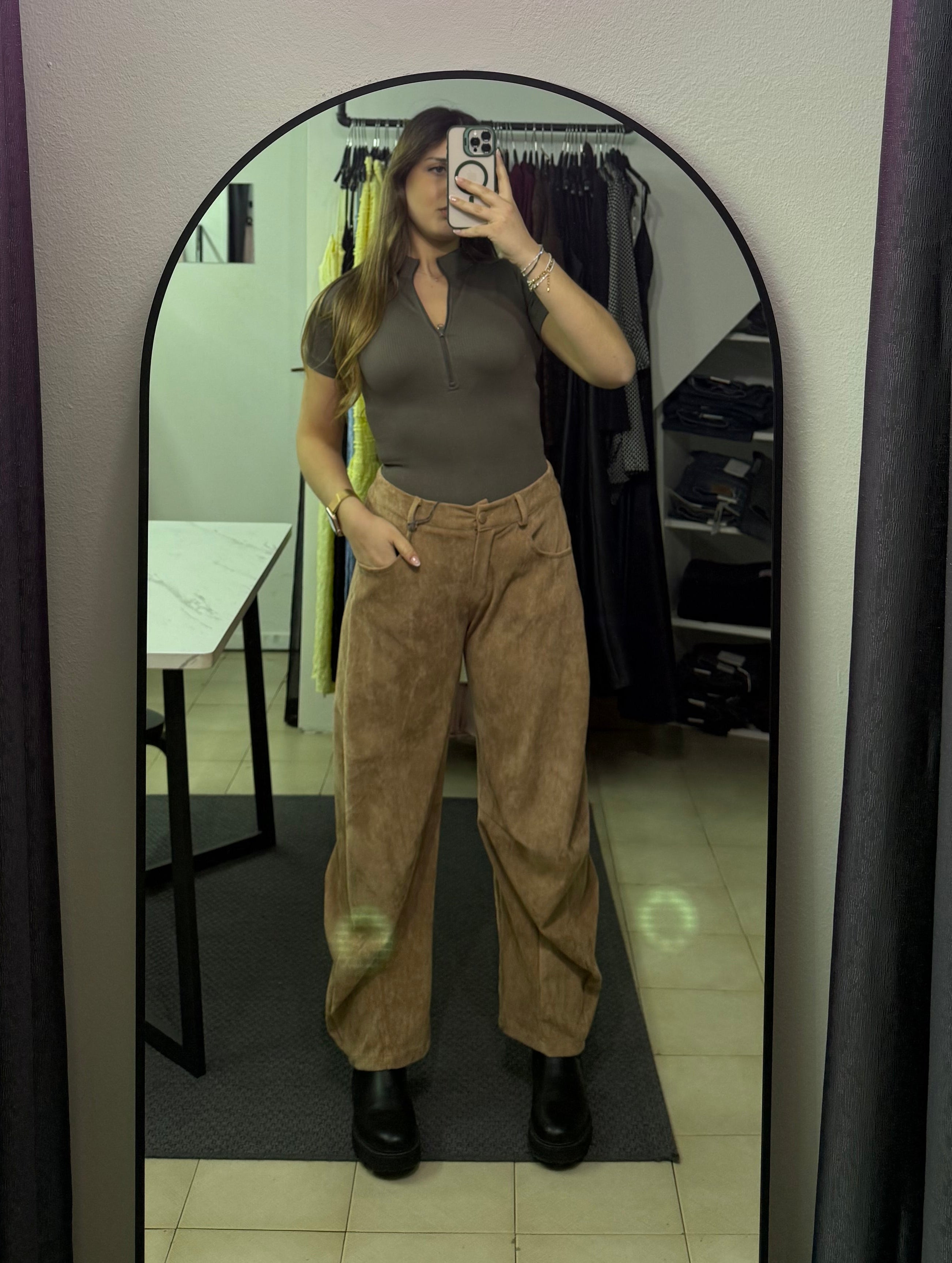 MY19521 Pantalone Baggy scamosciato