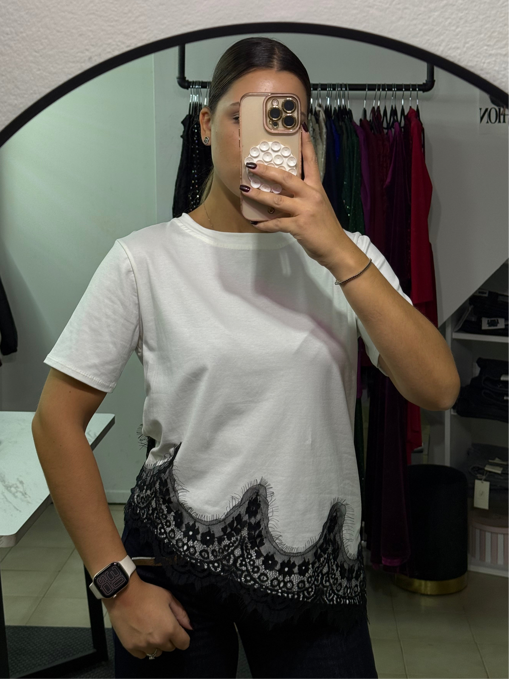 80222 T-shirt Pizzo asimmetrico