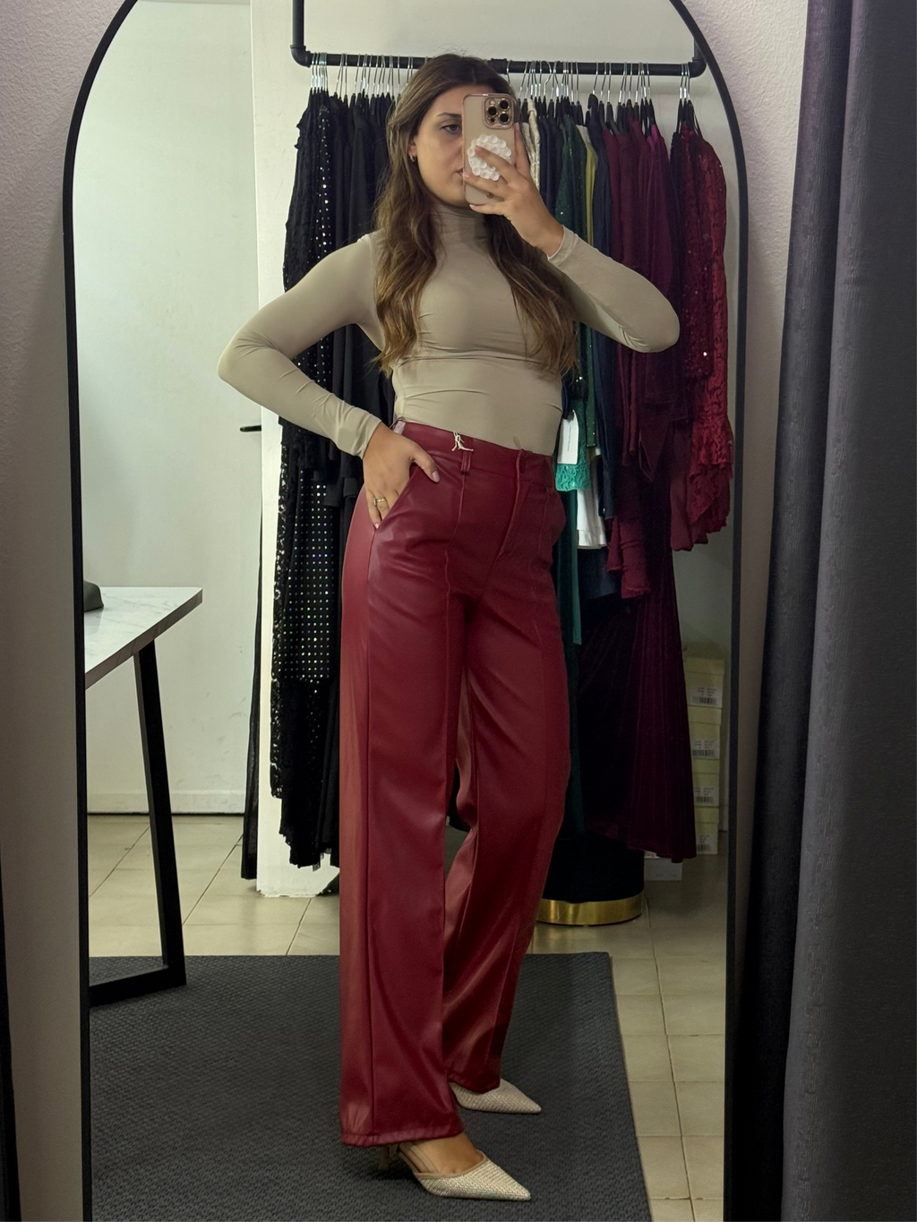 17266 pantalone ecopelle classico